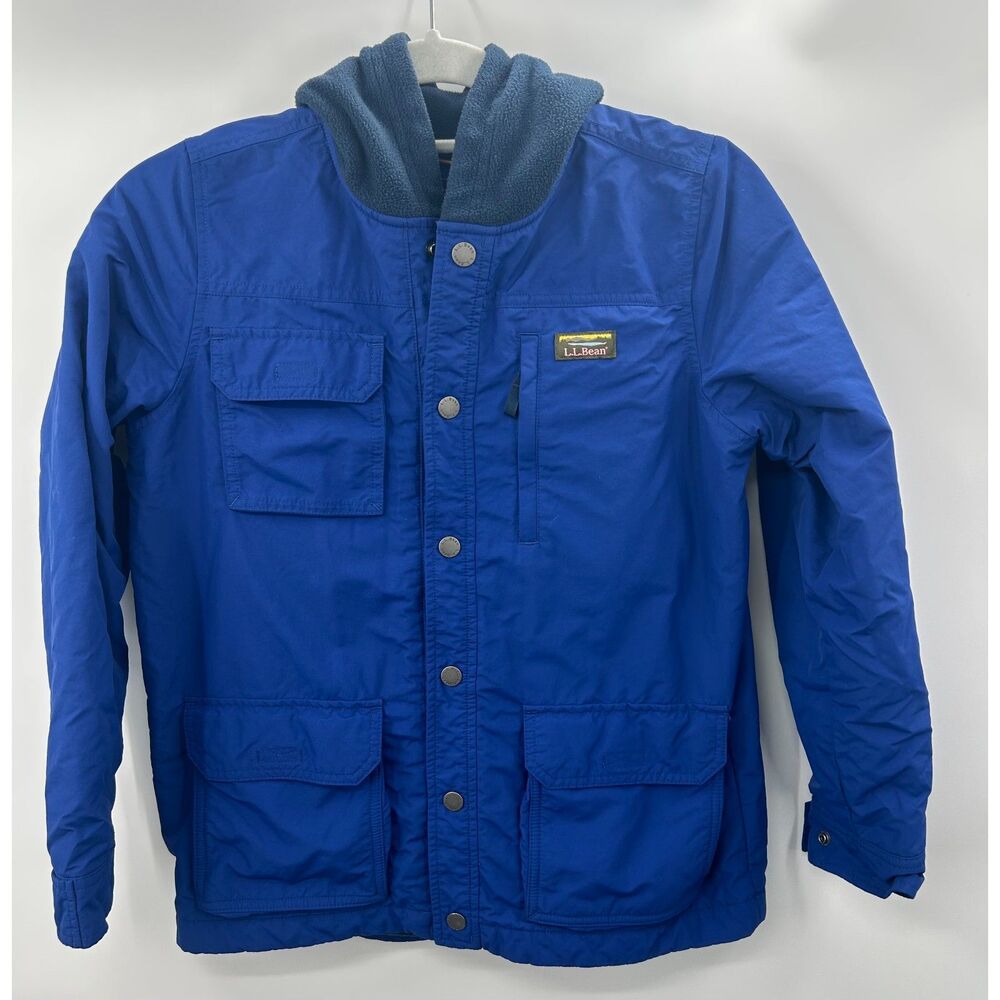 L.L.BEAN Bean Kids Mountain Water Resistant Blue Hooded Jacket L 14/16